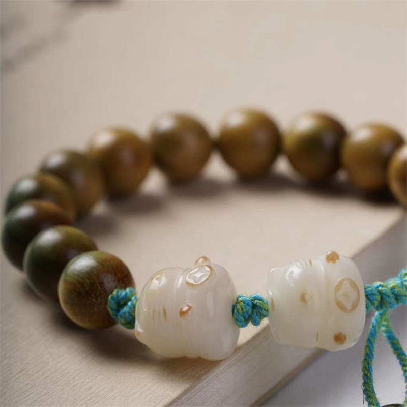 Nimara Ritual Green Sandalwood Bodhi Seed Lucky Cat Positive Bracelet