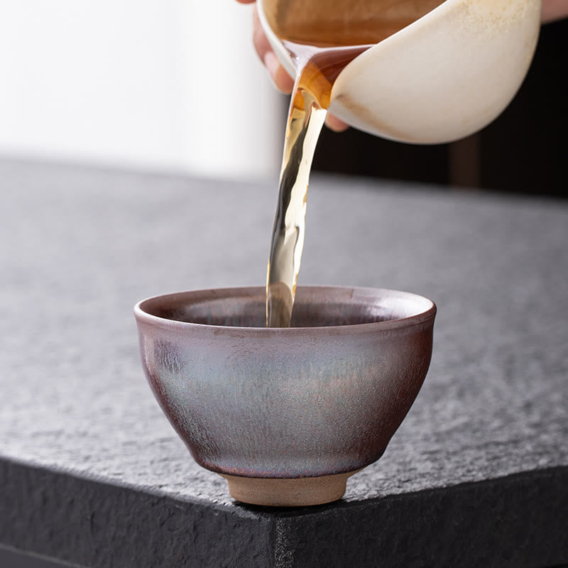 Nimara Ritual Chinese Pink Gold Jianzhan Porcelain Teacup Kung Fu Tea Cup