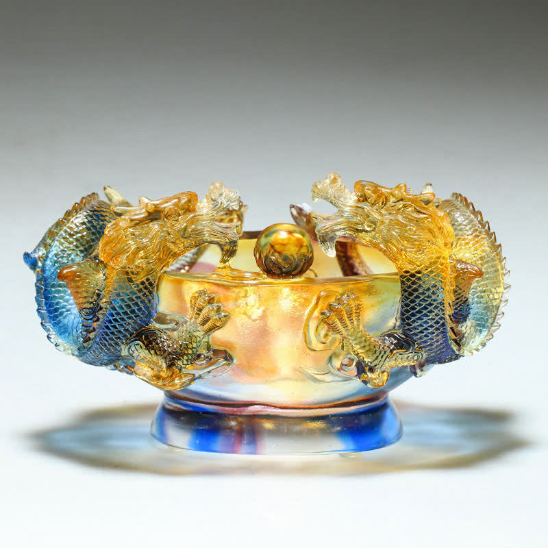 Nimara Ritual Feng Shui Chinese Zodiac Dragon Handmade Liuli Crystal Art Piece Protection Home Office Decoration
