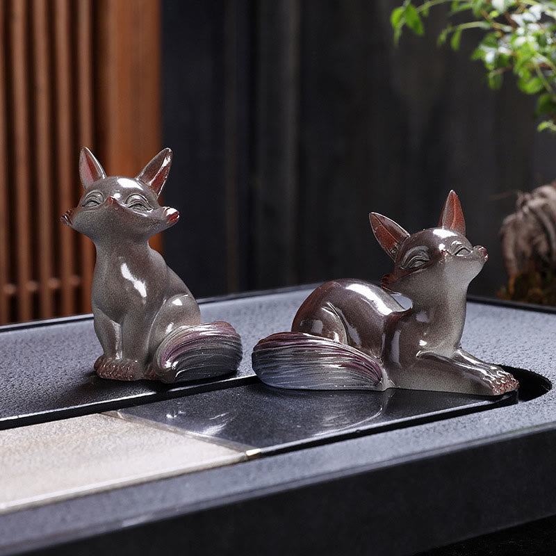 Nimara Ritual Color Changing Small Cute Fox Tea Pet Resin Home Figurine Decoration