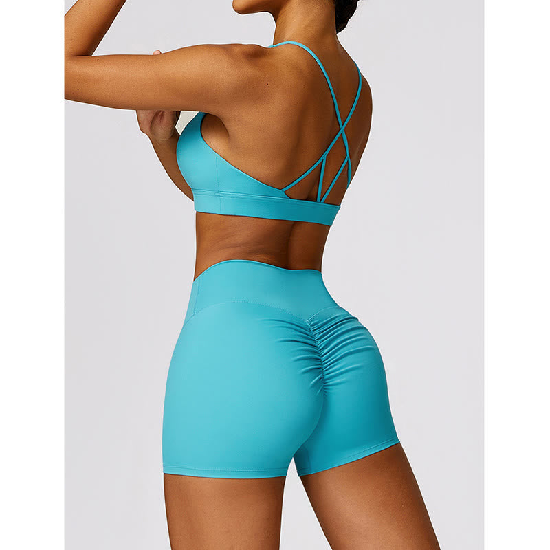 Nimara Ritual Gym Sports Yoga Backless Bra Crop Tank Top Breathable Shorts