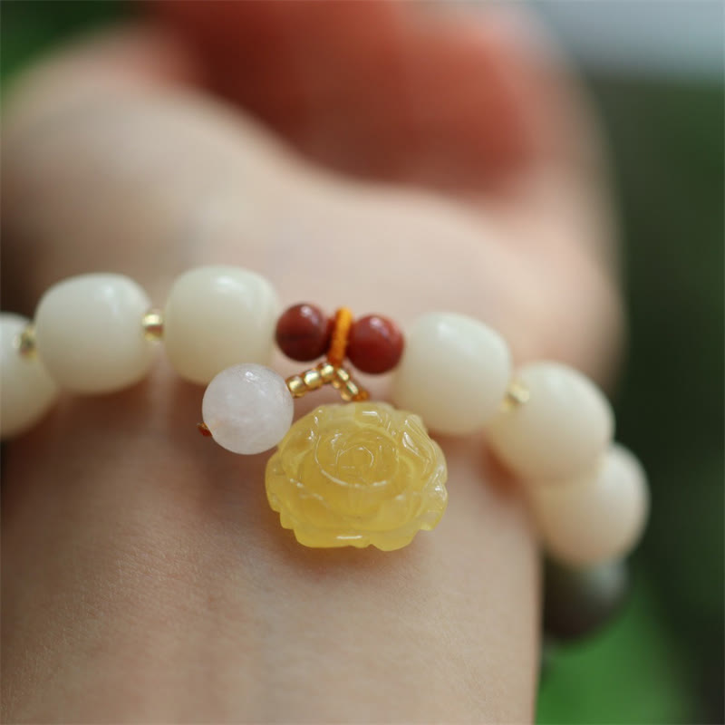 Nimara Ritual Gradient Bodhi Seed Amber Lotus Peace Bracelet
