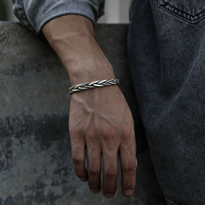 Balance Energy Retro Twisted Design Cuff Bracelet Bangle