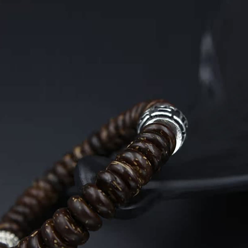 Nimara Ritual Natural Tibetan Coconut Shell Om Mani Padme Hum Positive Bracelet