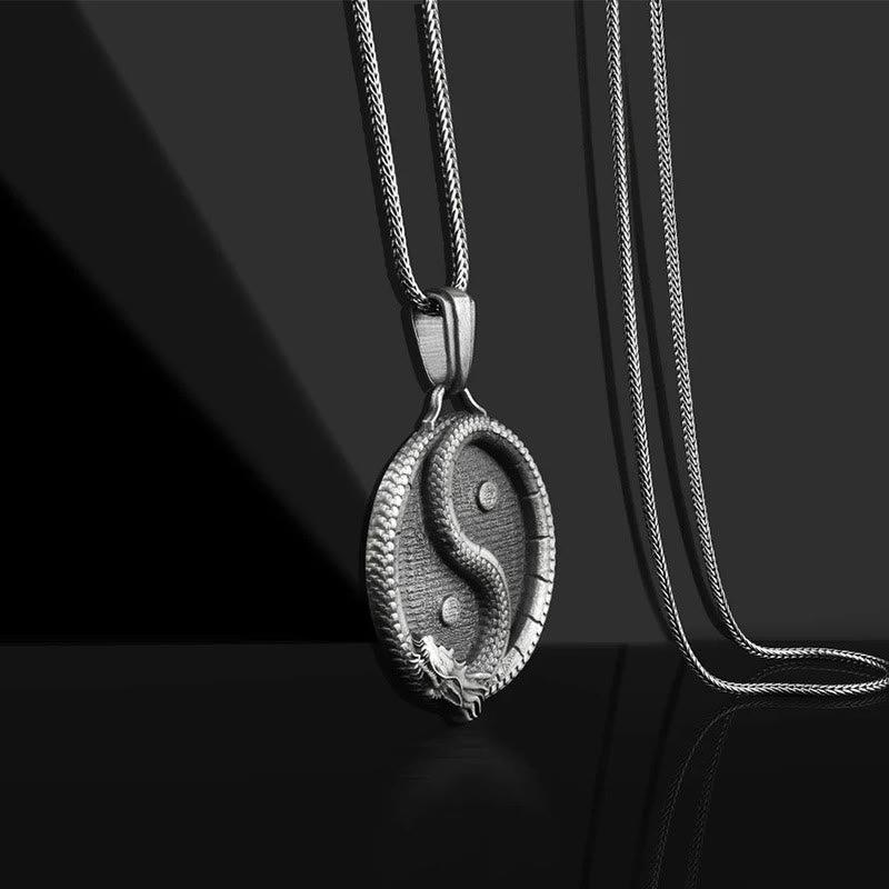 Nimara Ritual Pure Tin Yin Yang Dragon Luck Strength Necklace Pendant