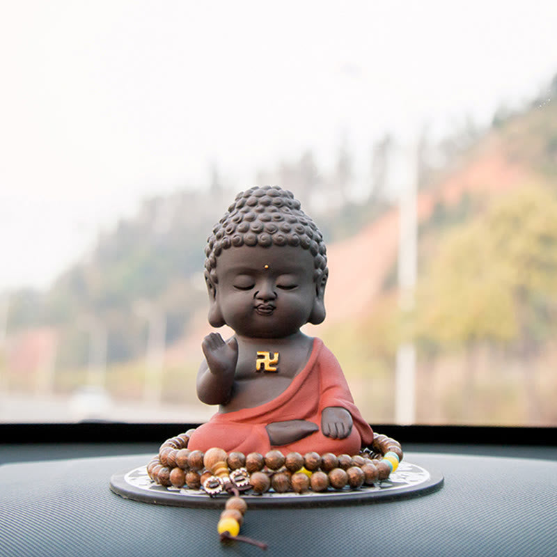Nimara Ritual Small Buddha Serenity Purple Clay Home Desk Decoration