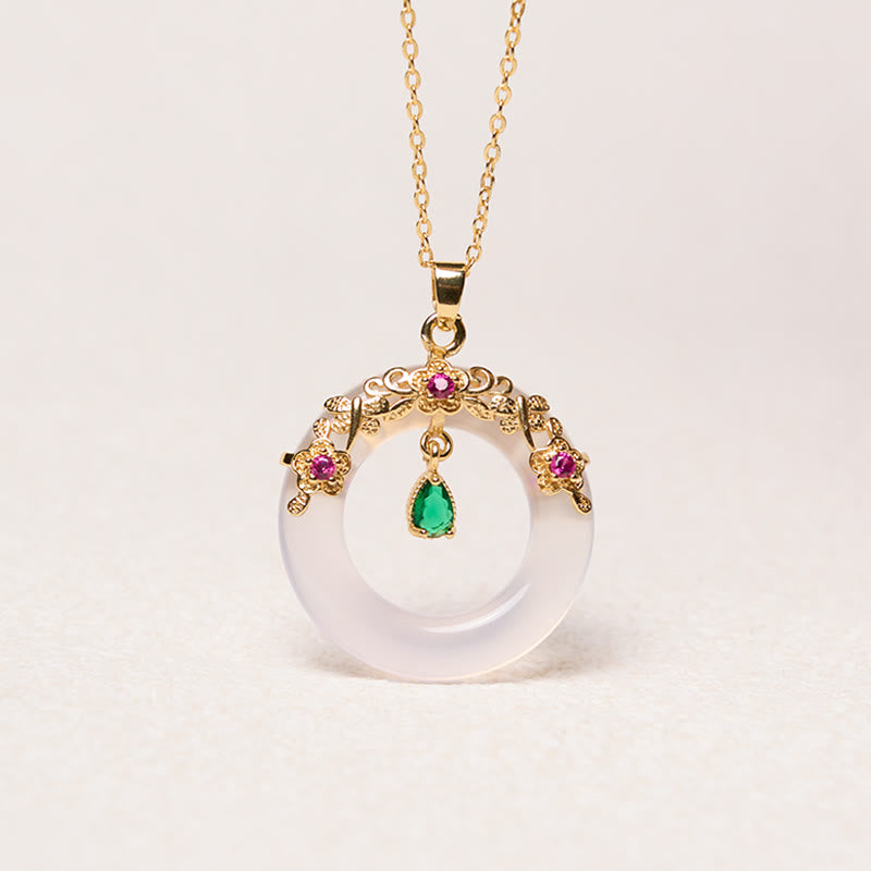 Nimara Ritual Green Chalcedony Peace Buckle Design Strength Necklace Pendant