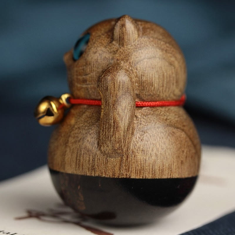 Nimara Ritual Mini Lucky Cat Kitten Phoebe Zhennan Wood Blessing Decoration