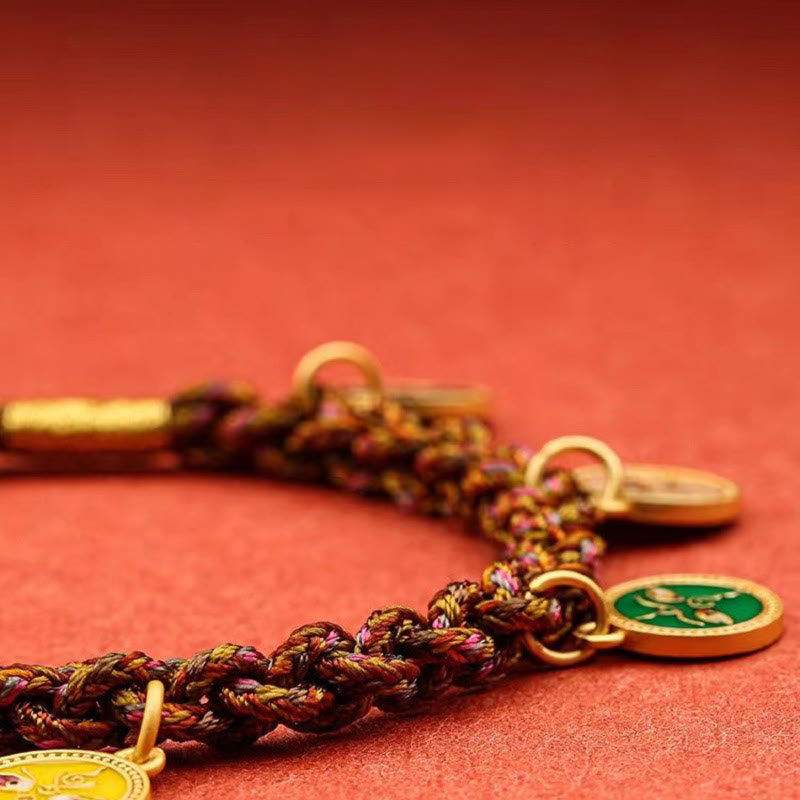 Nimara Ritual Tibetan Five God Of Wealth Thangka Luck Braid String Bracelet