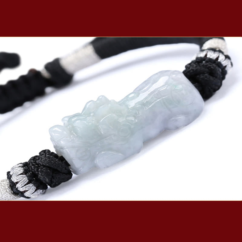 Nimara Ritual Handmade Natural Jade PiXiu Luck Prosperity Braided String Bracelet
