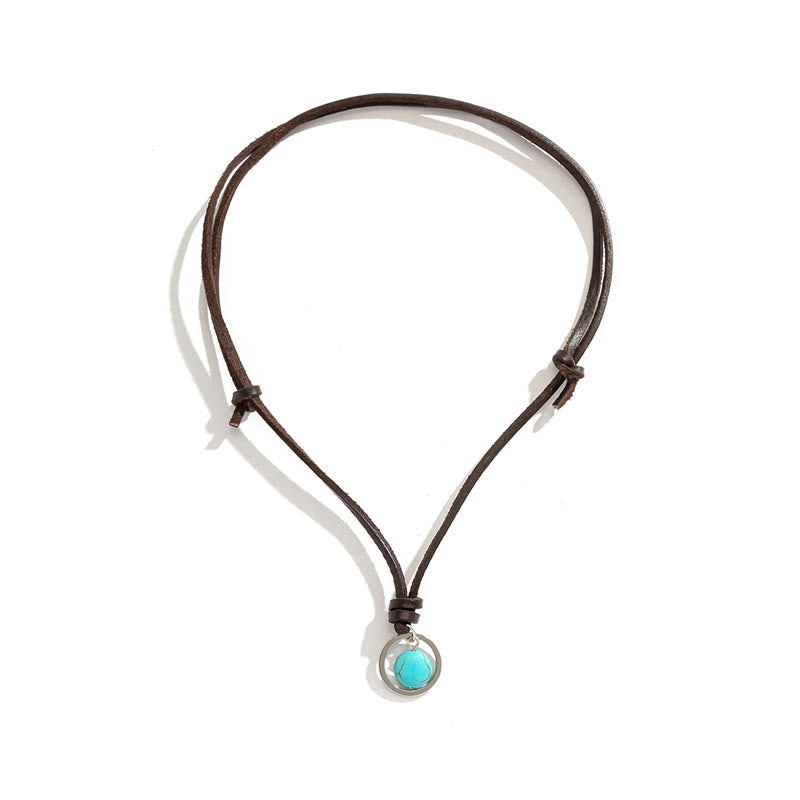 Nimara Ritual Round Turquoise Stone Protection Strength Necklace Pendant