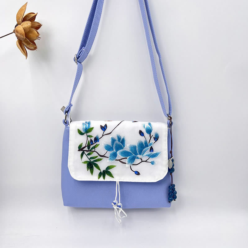 Nimara Ritual Embroidered Camellia Epiphyllum Gardenia Sakura Flowers Crossbody Bag Shoulder Bag Cellphone Bag