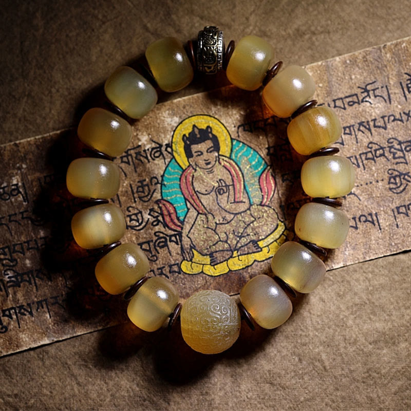 Nimara Ritual Handmade Tibetan Sheep Horn Om Mani Padme Hum Auspiciousness Bracelet