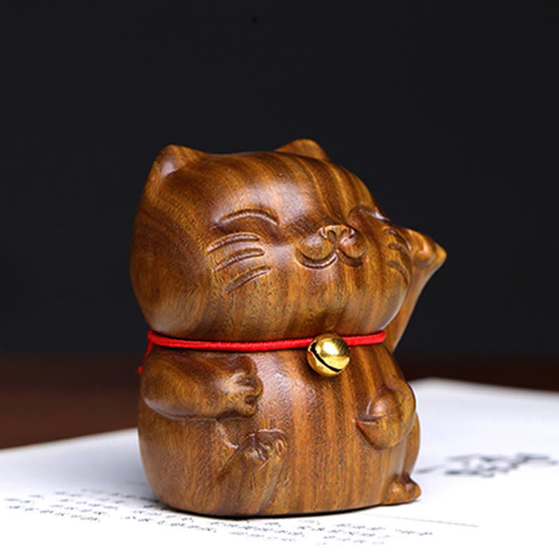 Nimara Ritual Green Sandalwood Small Mini Cute Lucky Cat Peace Decorations