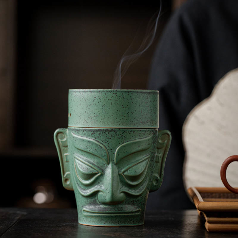 Nimara Ritual Bronze Age Relics Sanxingdui Mask Three Star Mound Ceramic Healing Incense Burner