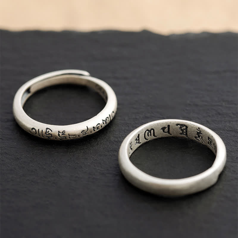Nimara Ritual 990 Sterling Silver Six True Words Om Mani Padme Hum Love Peace Ring