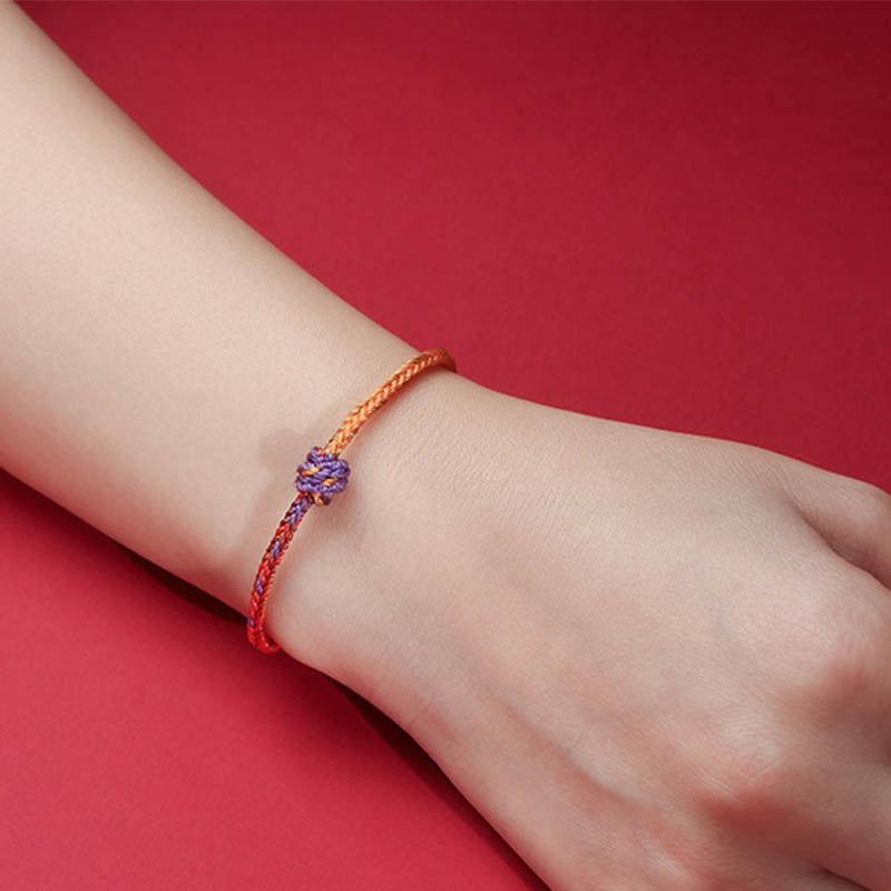 Nimara Ritual Handcrafted Colorful Purple Gold Red Braid Rope Bracelet