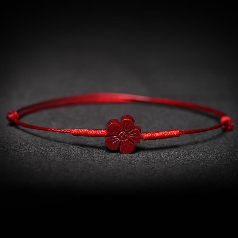 Nimara Ritual Handmade Plum Blossom Four Leaf Clover PiXiu Lotus Koi Fish Cinnabar Blessing Braid Bracelet