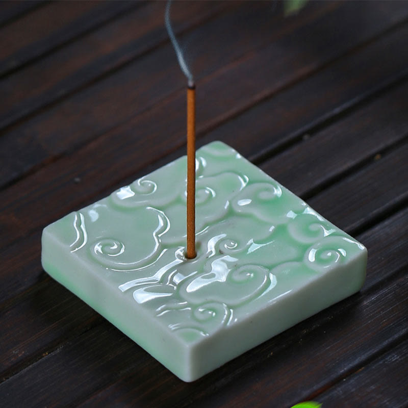 Nimara Ritual Mini Auspicious Clouds Design Healing Stick Ceramic Small Incense Burner Decoration