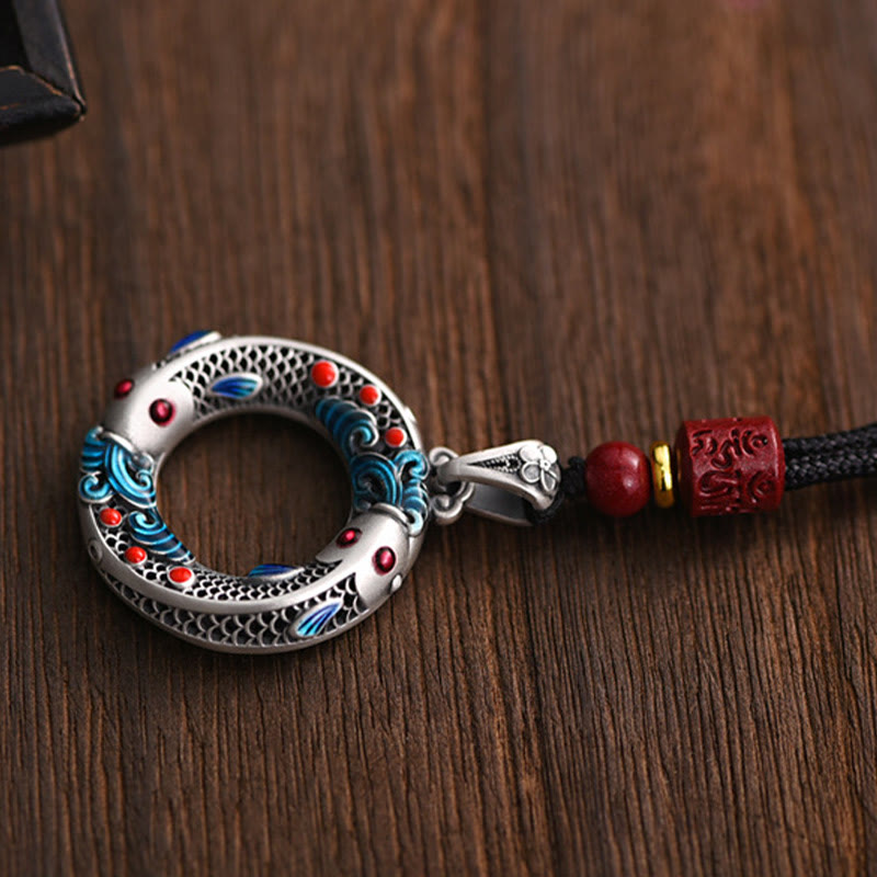 Nimara Ritual Koi Fish Peace Buckle Copper Wealth Luck Necklace Pendant