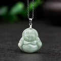Nimara Ritual Laughing Buddha Jade Blessing Titanium Steel Chain Necklace Pendant