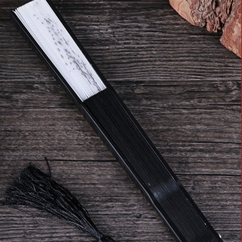 Nimara Ritual Mountains Plum Blossom Lotus Magpie Bamboo Leaves Handheld Silk Bamboo Folding Fan 22.5cm
