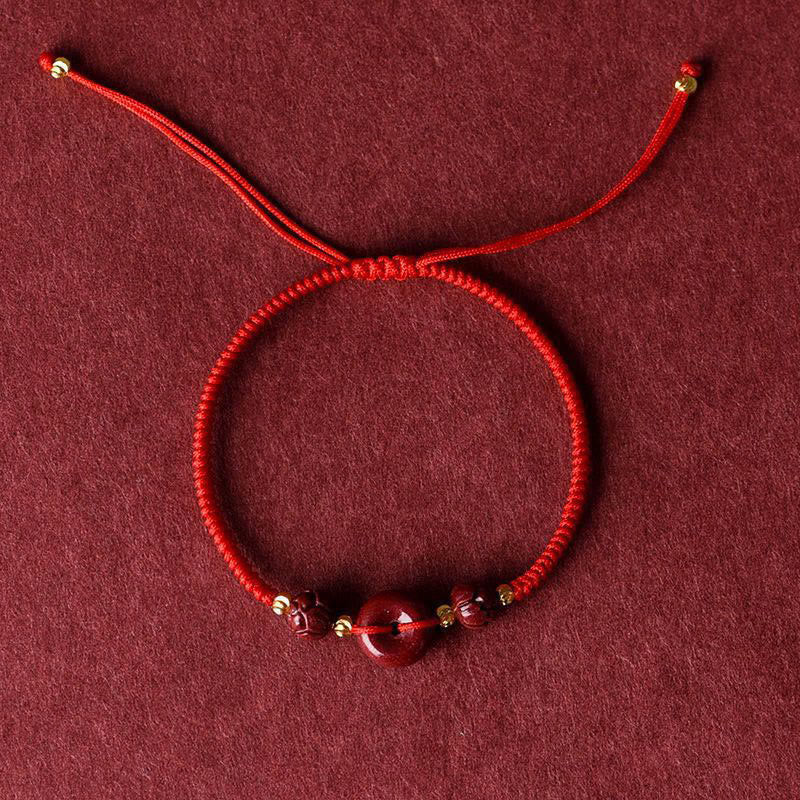 Nimara Ritual Handmade Lotus Cinnabar Peace Buckle Blessing Braid Bracelet