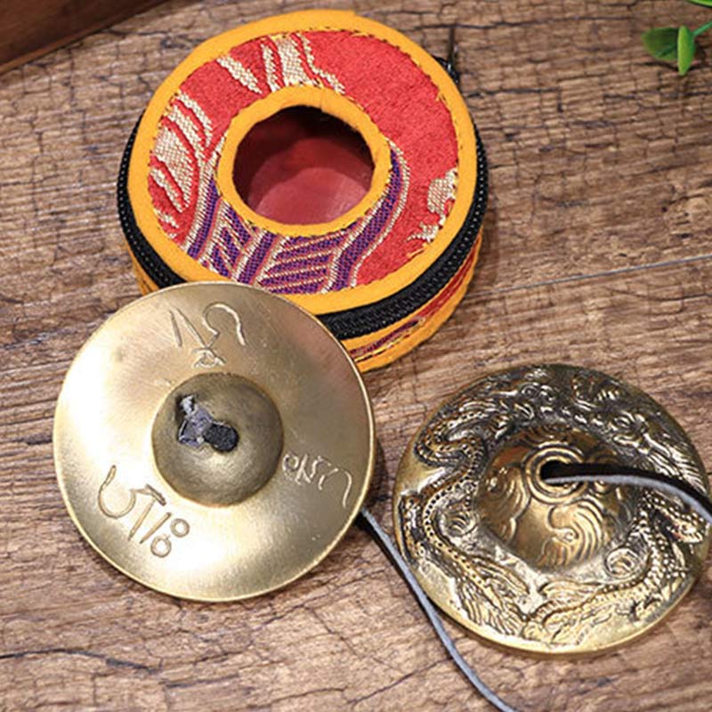 Nimara Ritual Tibetan Tingsha Bell Six True Words Dragon Copper Balance Decoration With Bag