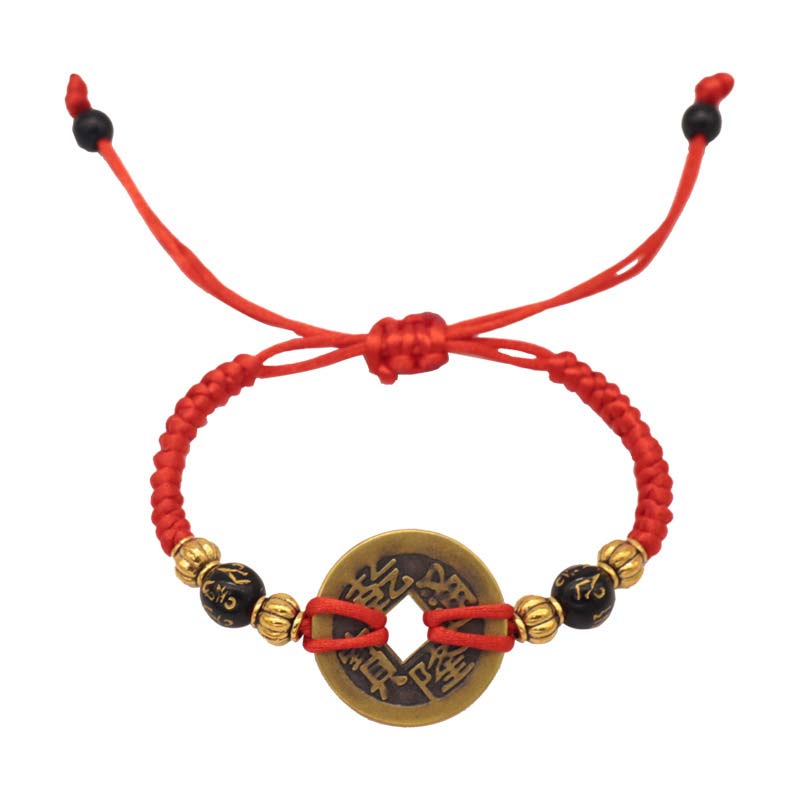 Nimara Ritual Copper Coin Fortune Red String Weave Bracelet