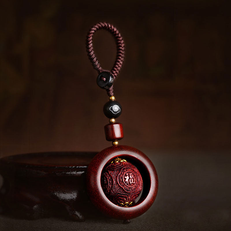 Nimara Ritual Tibetan Small Leaf Red Sandalwood Ebony Luck Protection Rotation Decoration