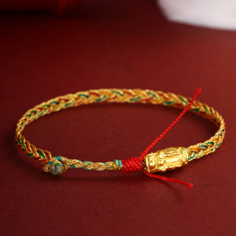Nimara Ritual Year of the Dragon Handmade Colorful Dragon Carved Success Braided Bracelet