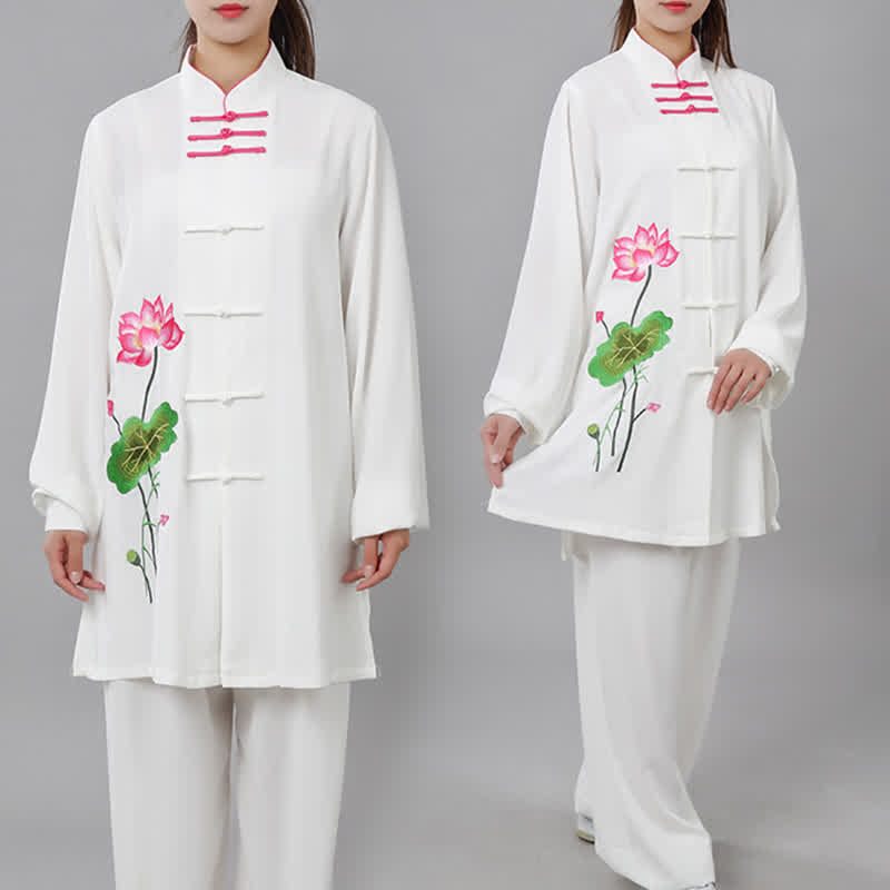 Nimara Ritual Lotus Flower Leaf Pattern Tai Chi Meditation Prayer Spiritual Zen Practice Clothing Women's Set