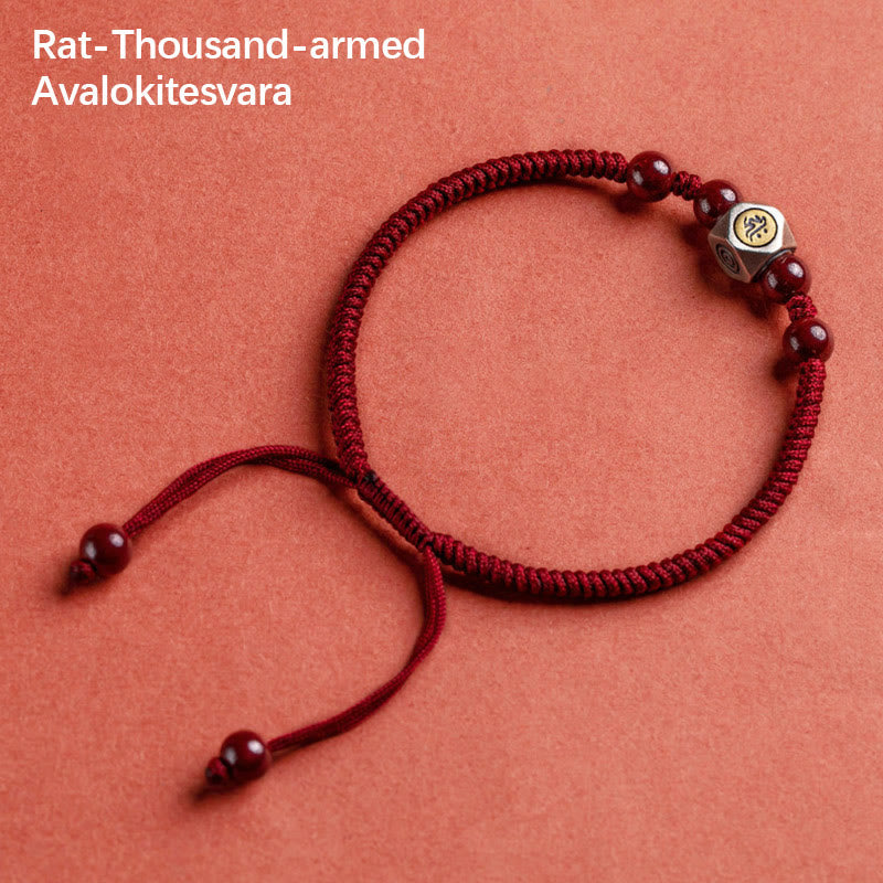 Nimara Ritual 925 Sterling Silver Chinese Zodiac Natal Buddha Cinnabar Calm Bracelet