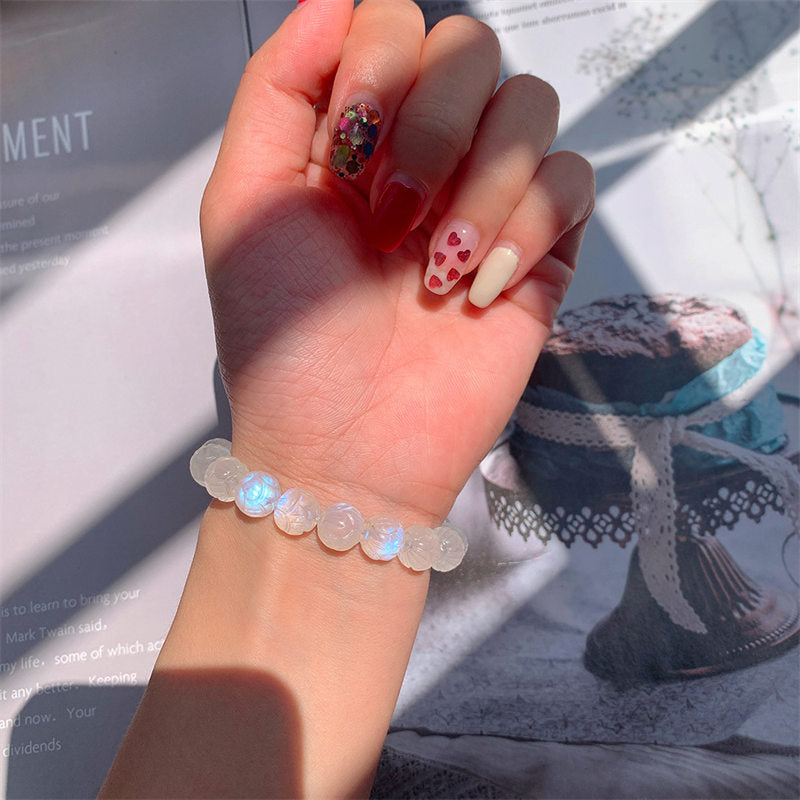 Nimara Ritual Natural Moonstone Lotus Love Bracelet