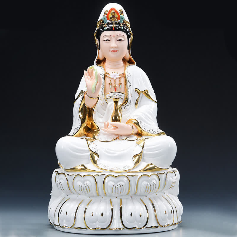 Nimara Ritual Chenrezig Bodhisattva Avalokitesvara Success Ceramic Statue Home Decoration