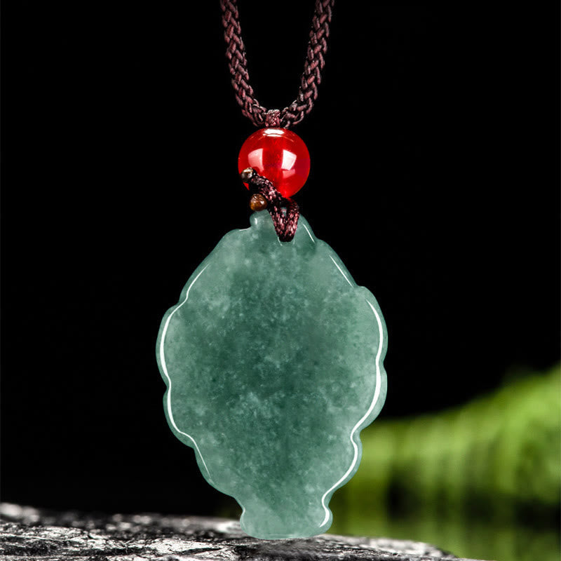 Nimara Ritual Natural Green Jade Nine Tailed Fox Luck Necklace Pendant