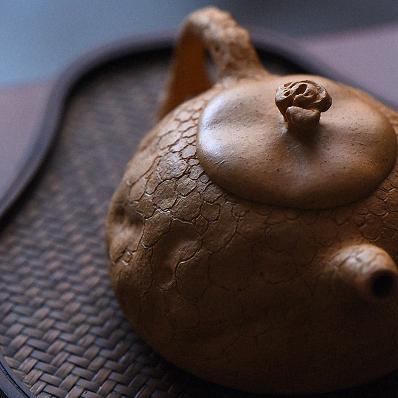 Nimara Ritual Handmade Vintage Tree Texture Purple Clay Kung Fu Teapot 220ml