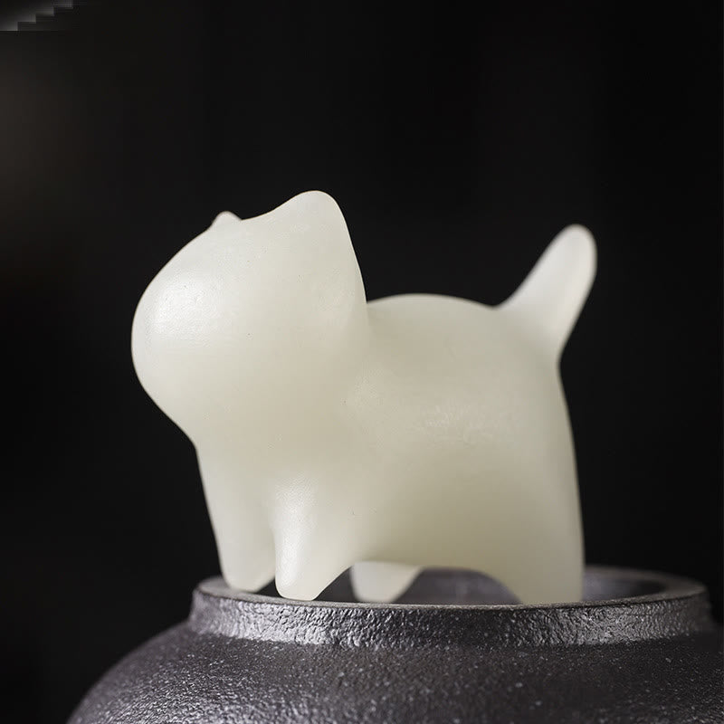 Nimara Ritual 2Pcs Mini Cute Cat Glowstone Luminous Lucky Cat Energy Decoration