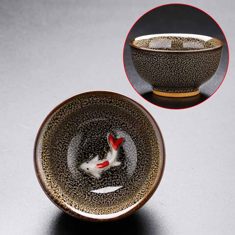 Nimara Ritual Small Koi Fish Kiln Change Chinese Jianzhan Ceramic Teacup Kung Fu Tea Cup 60ml
