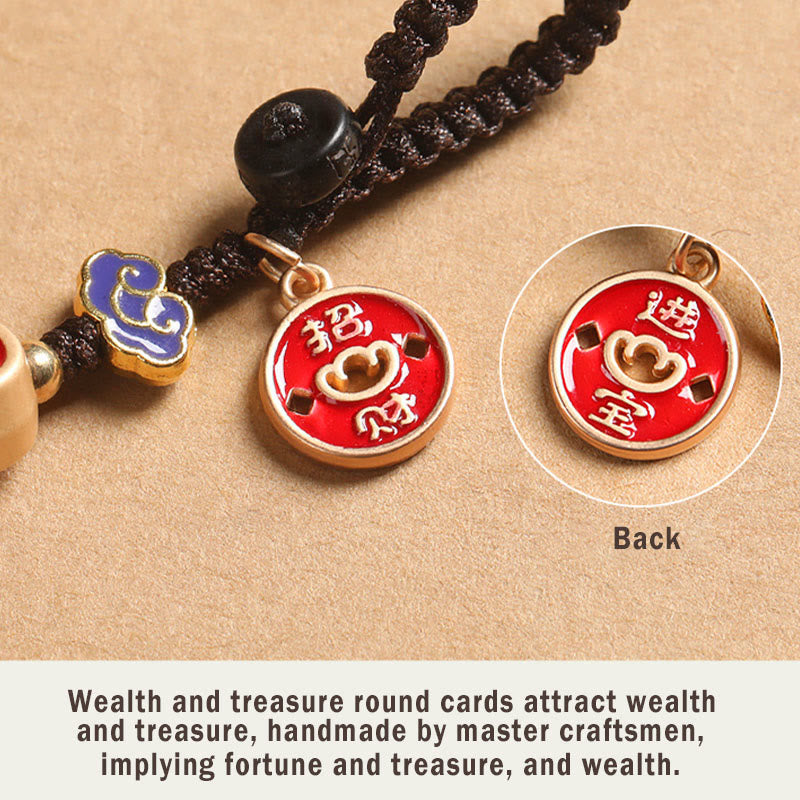 Nimara Ritual Ebony Wood Lucky Cat Auspicious Cloud Peace Key Chain Phone Hanging Decoration