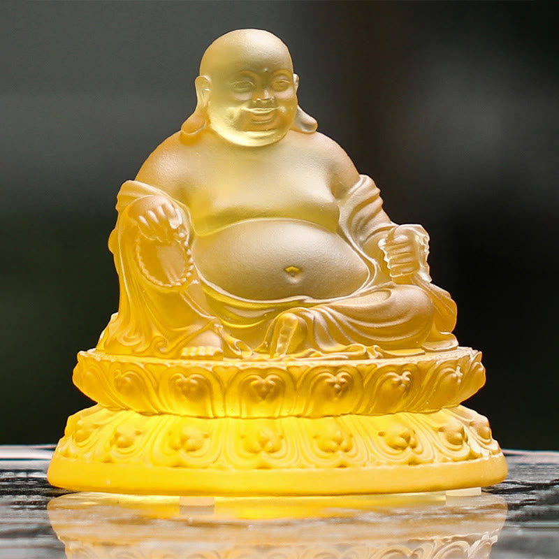 Nimara Ritual Handmade Laughing Buddha Figurine Liuli Crystal Art Piece Wealth Statue Home Decoration