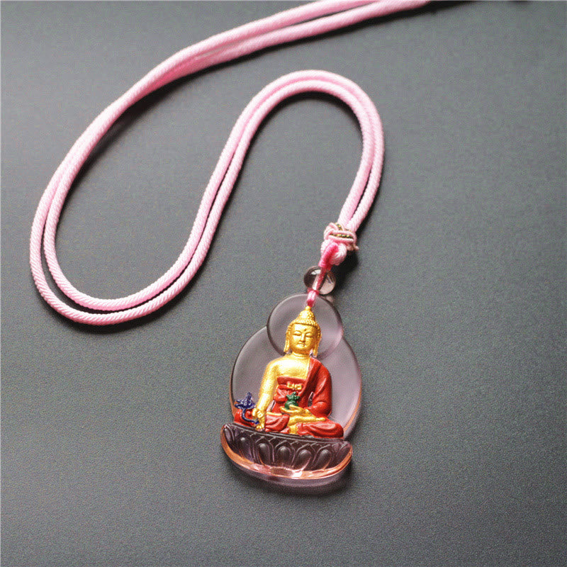 Nimara Ritual Tibet Medicine Buddha Liuli Crystal Compassion Necklace Pendant