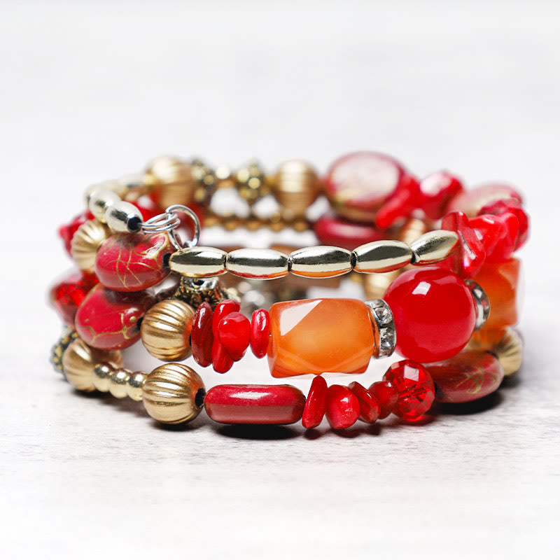 Nimara Ritual Multilayer Irregular Turquoise Agate Beads Blessing Bracelet
