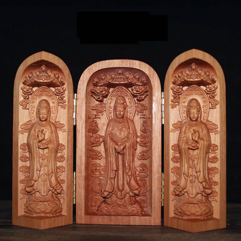 Nimara Ritual Avalokitesvara Kwan Yin Buddha Cherry Wood Compassion Home Decoration Altar
