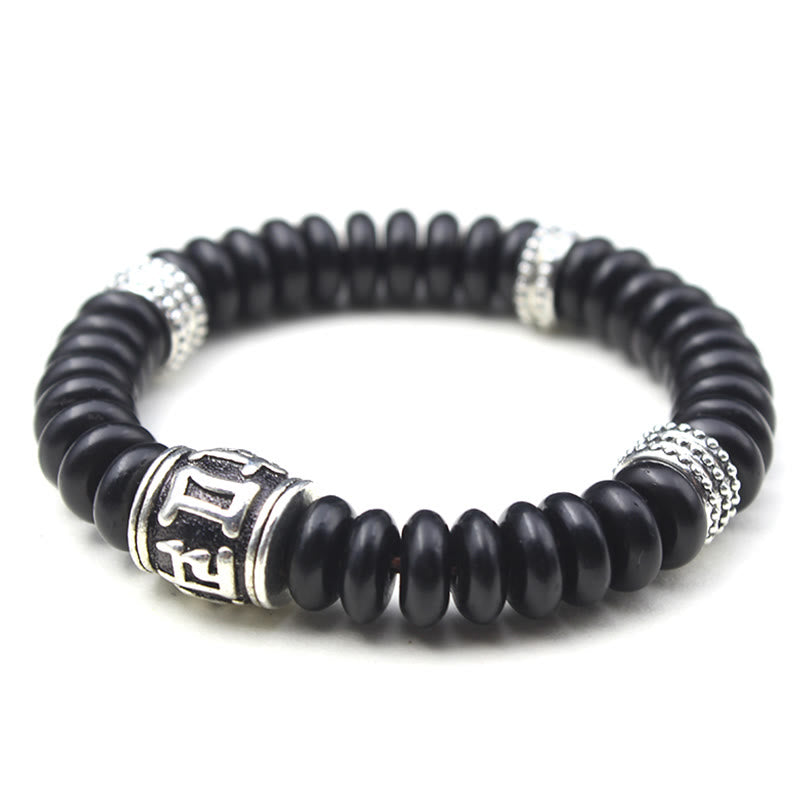 Nimara Ritual Natural Tibetan Coconut Shell Om Mani Padme Hum Positive Bracelet