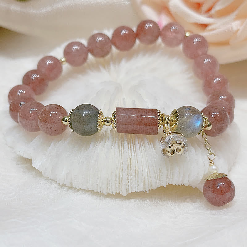 Nimara Ritual Natural Strawberry Quartz Moonstone Love Bracelet