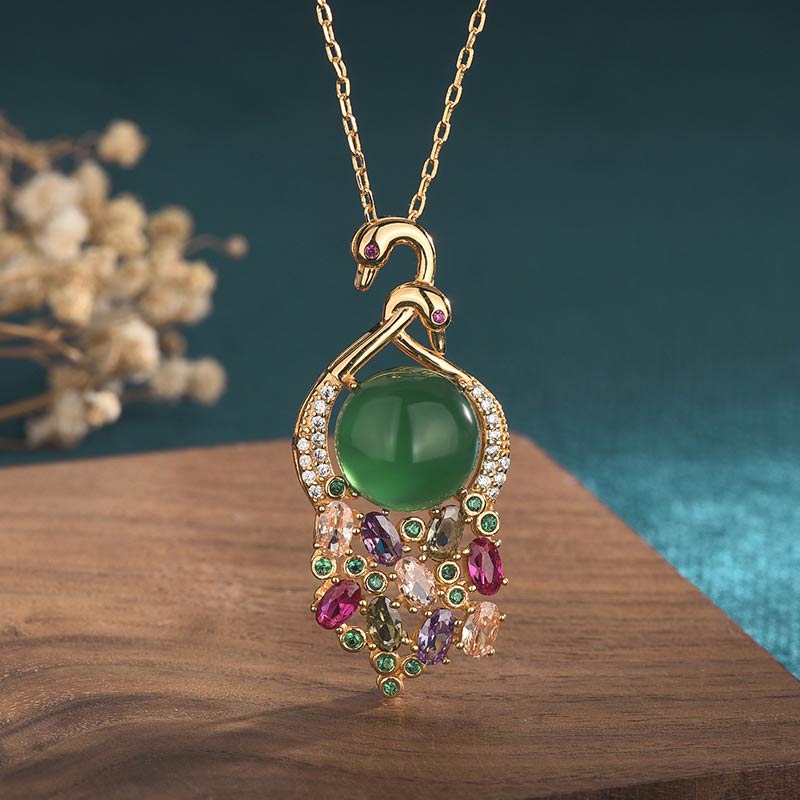 Nimara Ritual Cyan Jade Success Necklace Chain Pendant