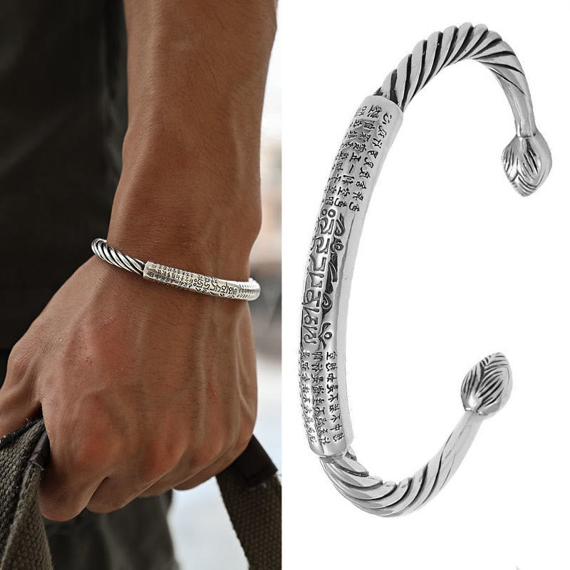 Nimara Ritual Tibetan Om Mani Padme Hum Heart Sutra Purity Cuff Bracelet