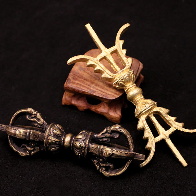 Nimara Ritual Handmade Nepal Five Prong Three Prong Vajra Dorje Strength Copper Decoration