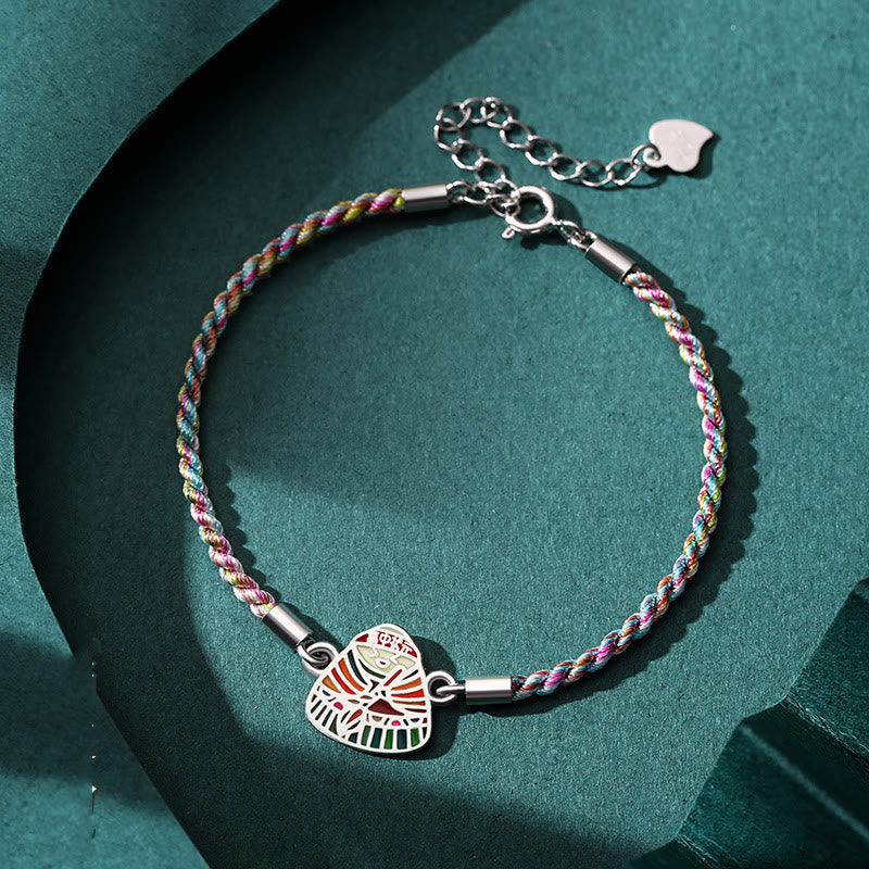 Nimara Ritual 925 Sterling Silver Zongzi Pattern Luck Multicolored Handcrafted Bracelet